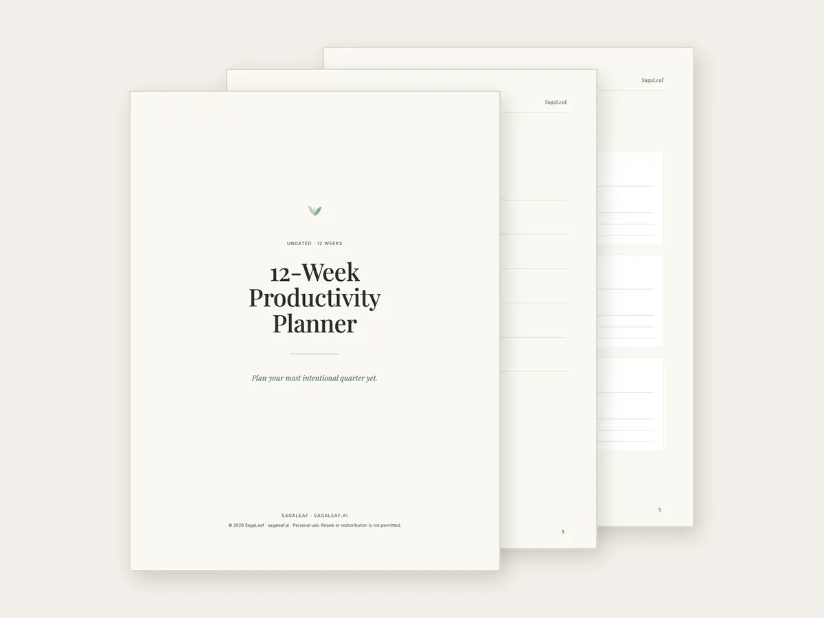 Pages from the 12-Week Productivity Planner