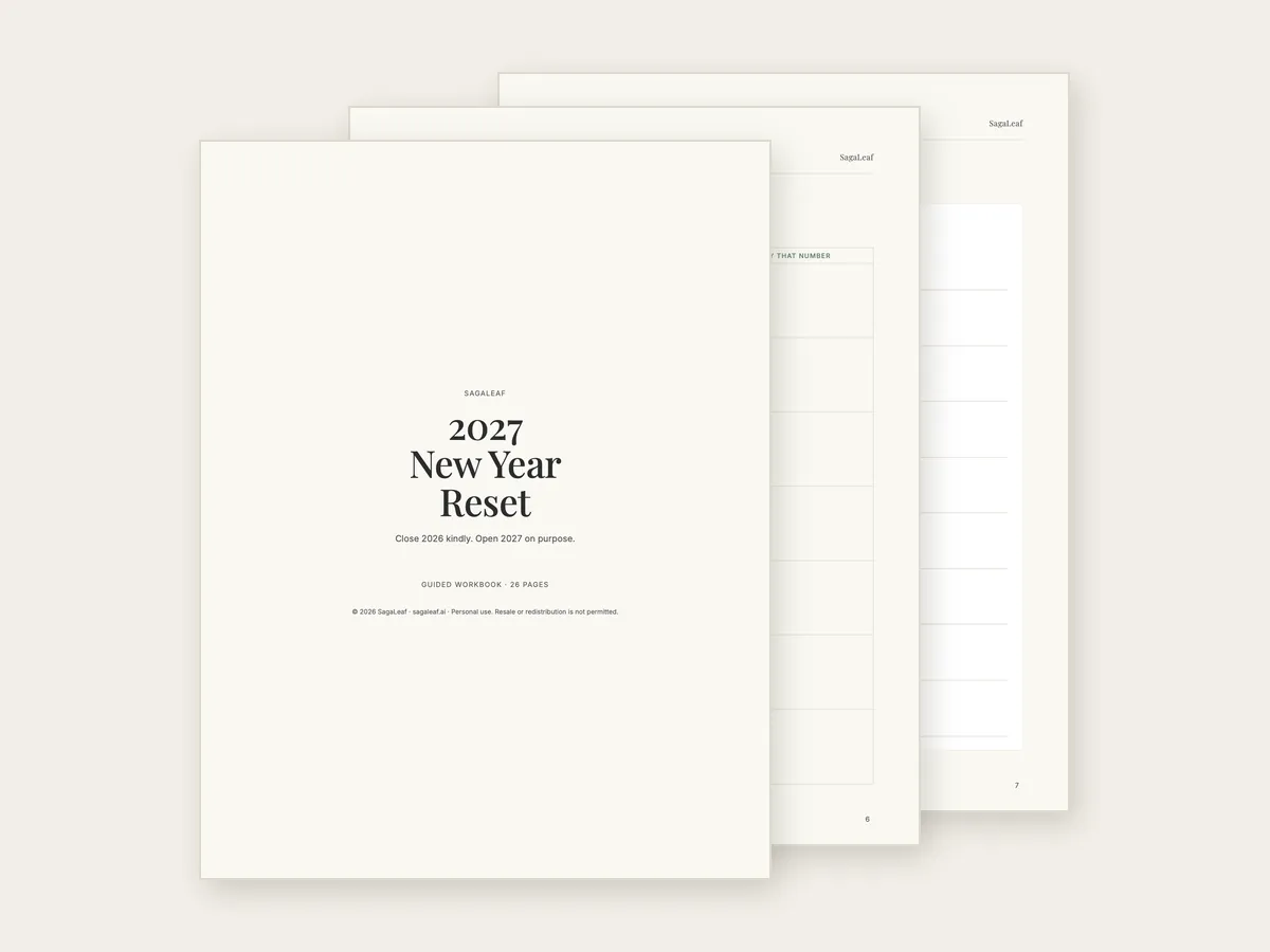 Pages from the 2027 New Year Reset Workbook